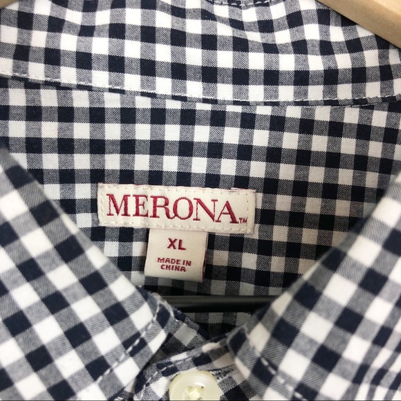 Merona | Black & White Gingham Print Button Down - Picture 6 of 7